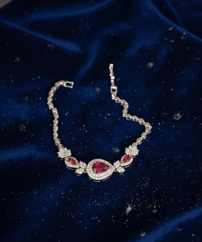 Ruby Bloom Silver Bracelet