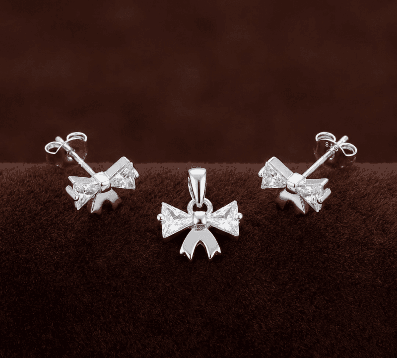 Crystal Bow Spark Set (Studs & Pendant)