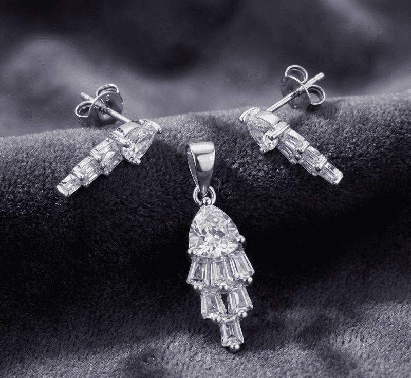 Crystal Cascade Elegance Set (Studs & Pendant)