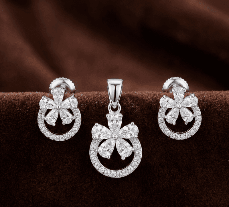 Butterfly Halo Radiance Set (Studs & Pendant)