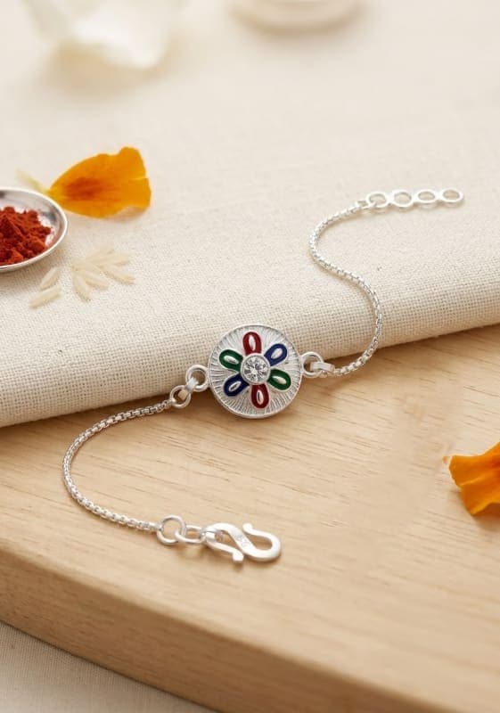 harmony bloom – designer silver plated rakhi by Lawanyam - View 1