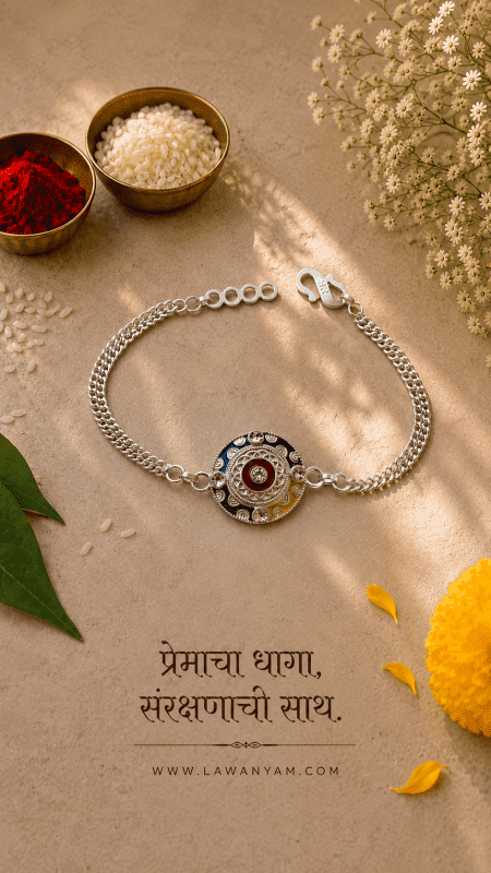 precious bond – designer silver plated rakhi by Lawanyam - View 1